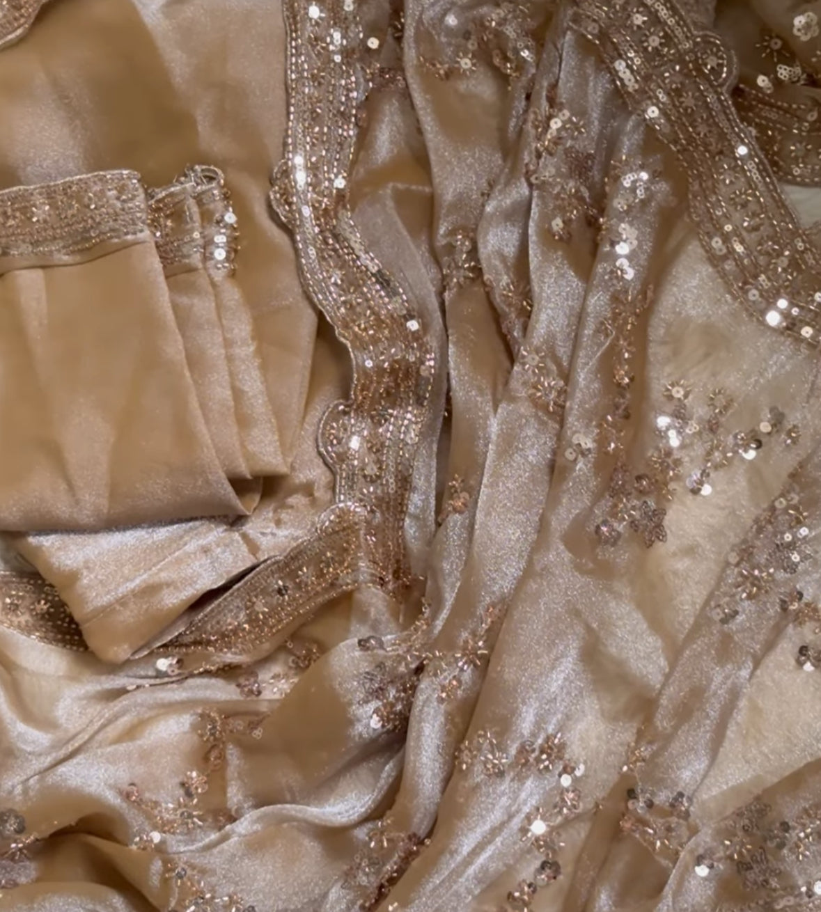 Premium Champagne Embellished Silk Saree