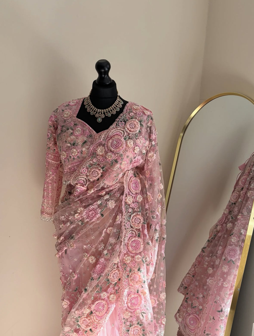 Viral Pink Floral Designer Saree
