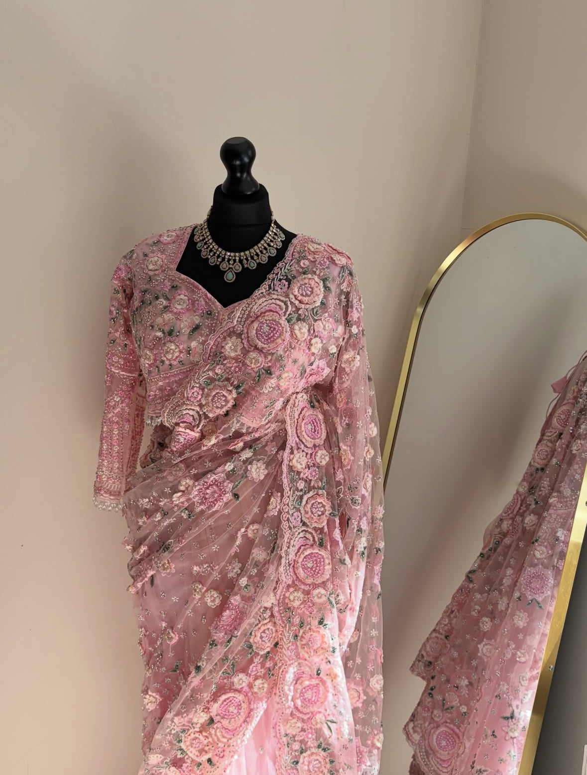 Viral Pink Floral Designer Saree