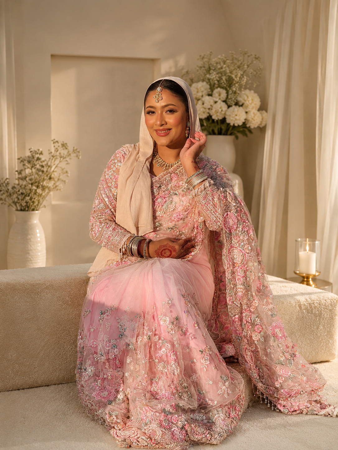 Viral Pink Floral Designer Saree