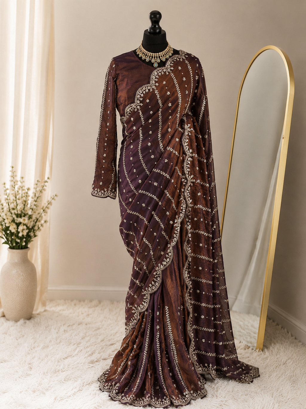 Viral Rust Brown Saree