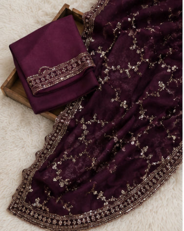 Viral Plum Wedding Saree