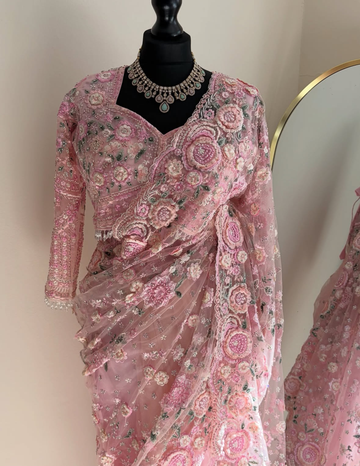 Viral Pink Floral Designer Saree