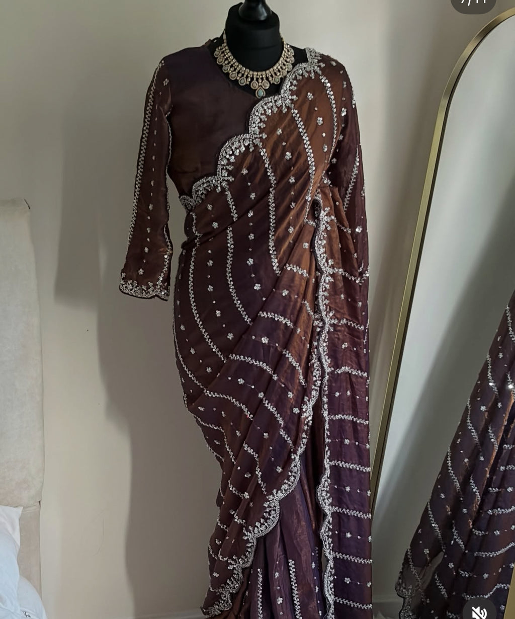Viral Rust Brown Saree