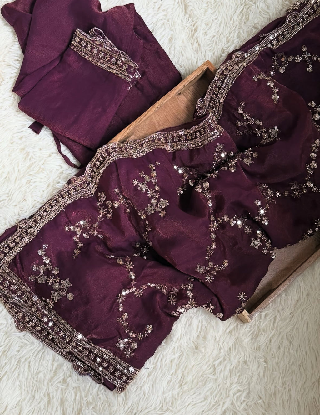 Viral Plum Wedding Saree
