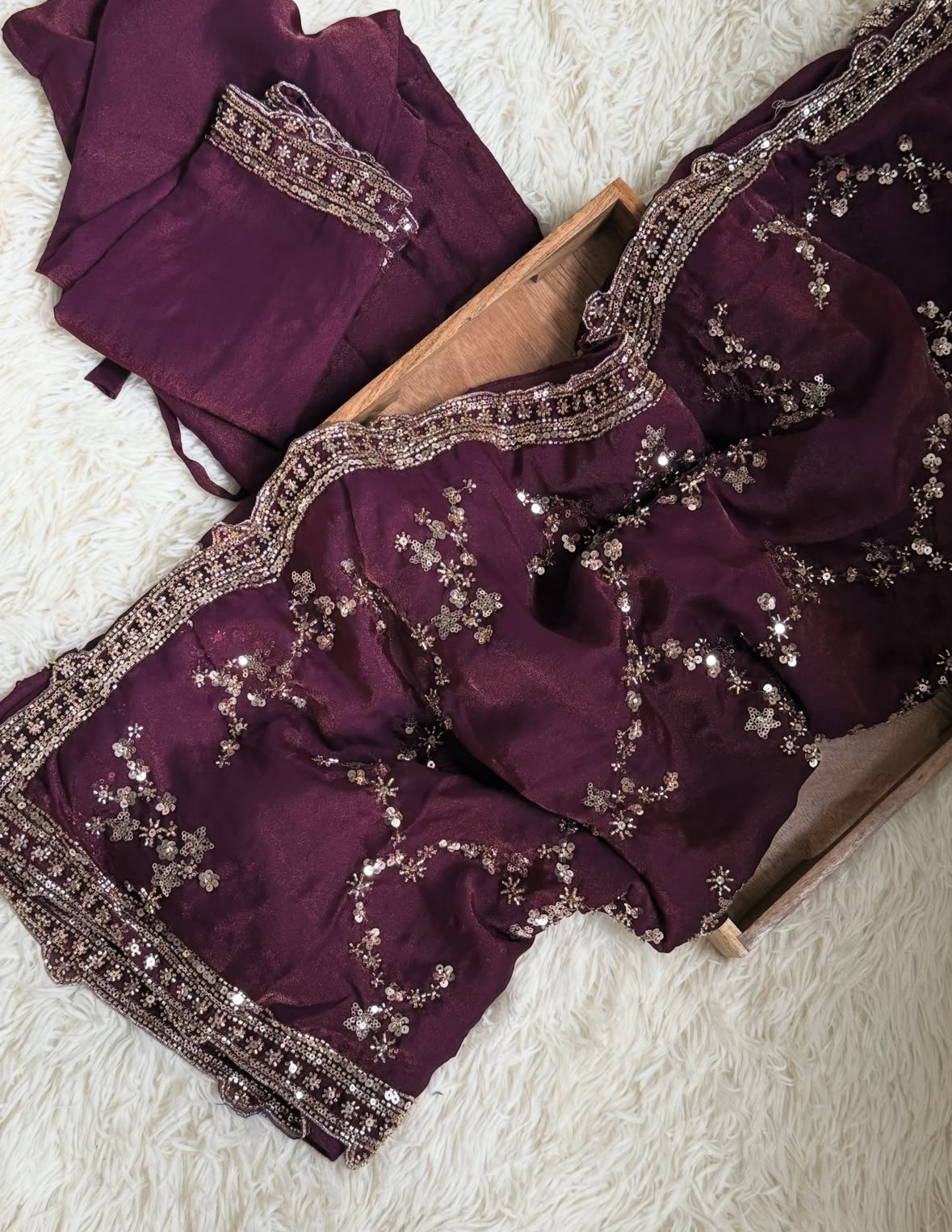 Viral Plum Wedding Saree