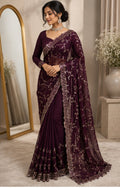 Viral Plum Wedding Saree